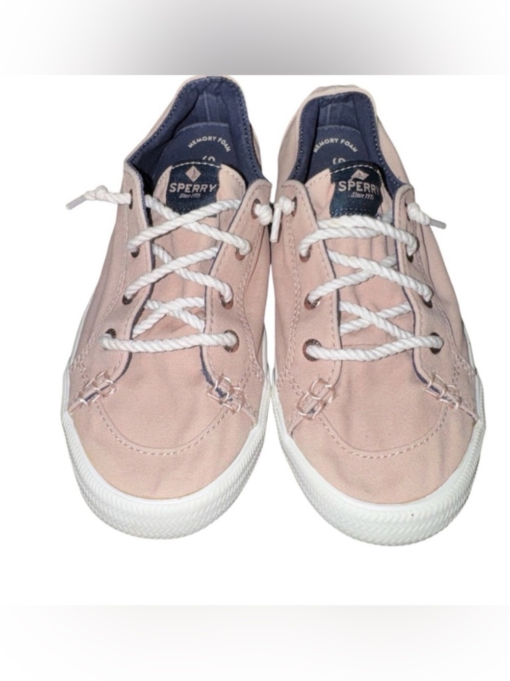Sperry Pink Canvas Sneakers Womens 6 Lace Up Casual Preppy Boat Shoes